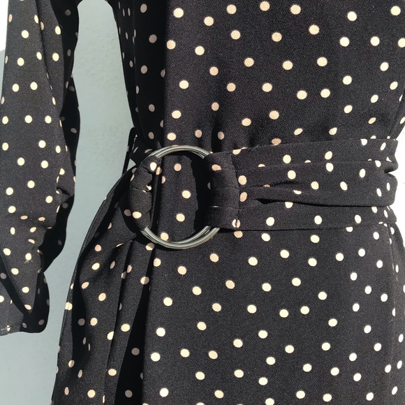 ZARA baby and tan polka dot midi wrap dress - Picture 2 of 6